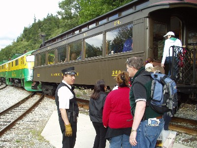 Boarding the train to the White Pass