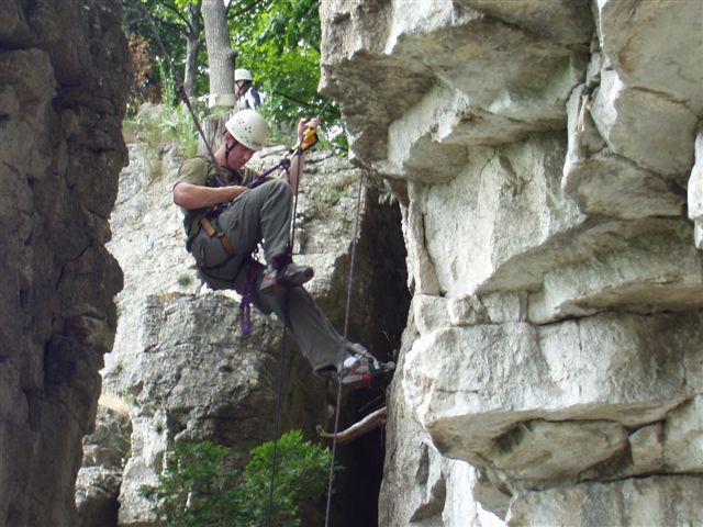 Ryan used ascender handles to get into a tight spot