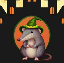A cartoon mouse wearing a person hat